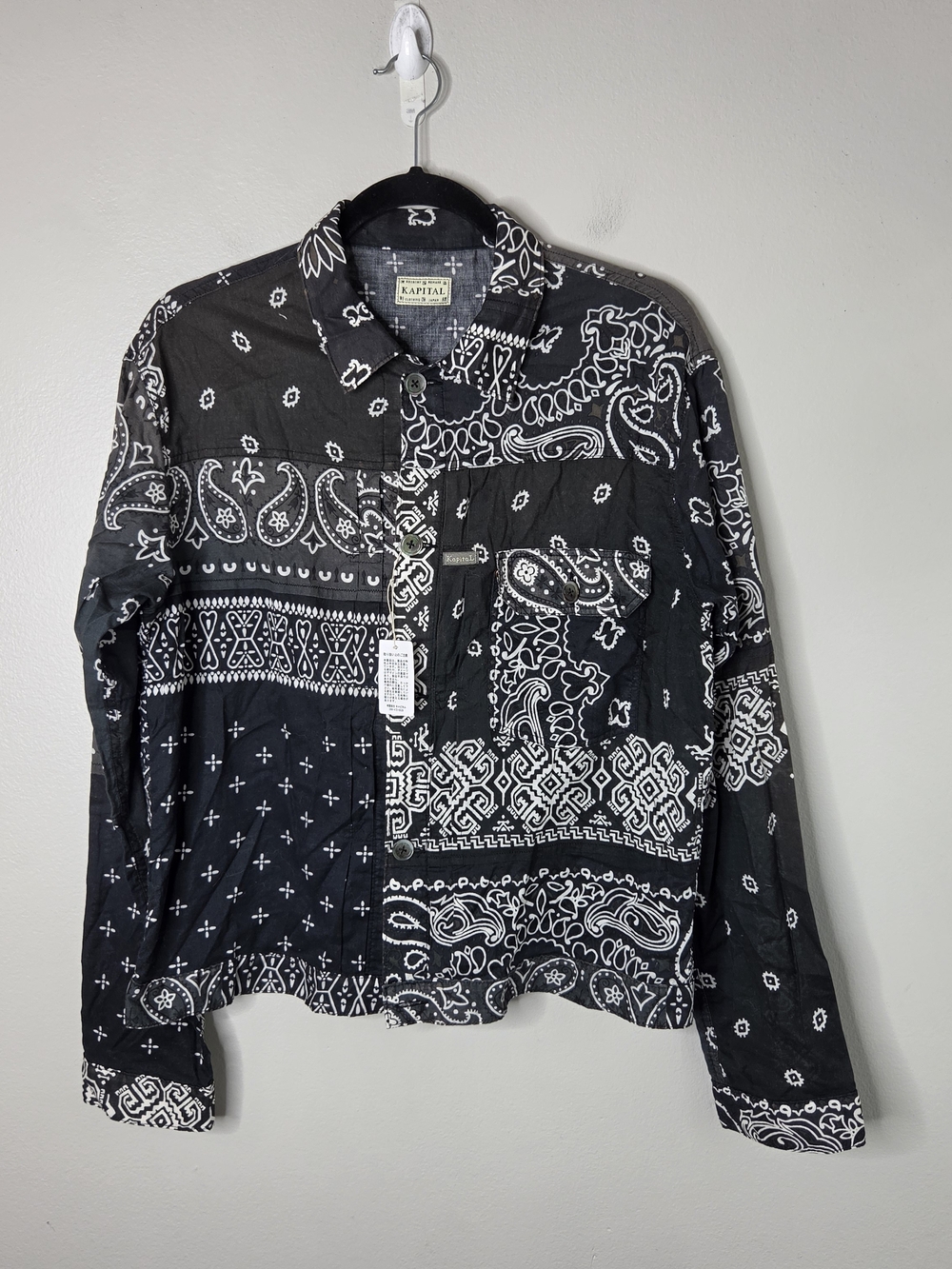 Kapital Black & White Bandana-Patchwork Men's Shirt Jacket